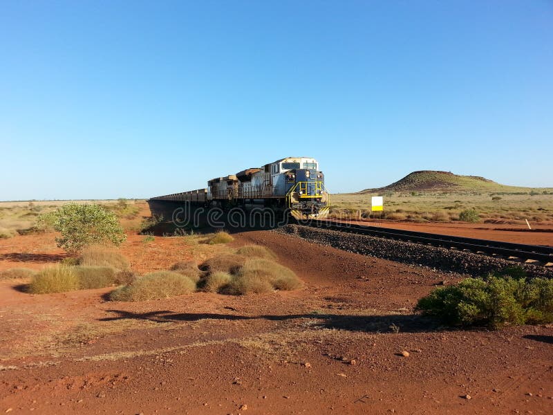 Iron Ore train in the outback Pilbara Western Australia stock photo Iron Ore train in the outback Pilbara Western Australia stock photo