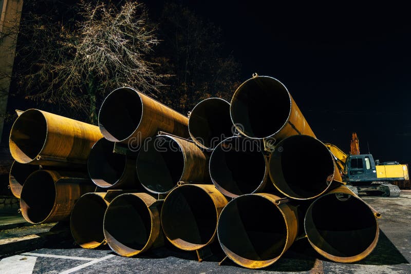 Iron Pipes for Repair of the Sewer or Water Supply System Stock Image