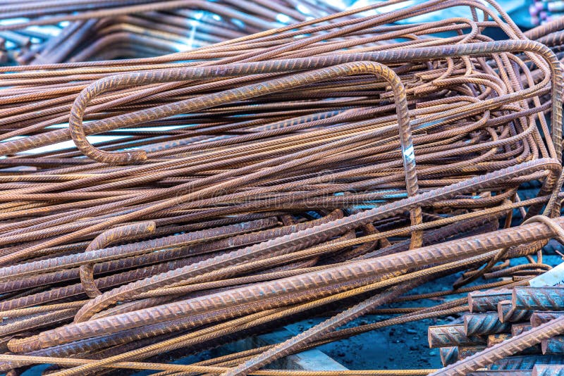 Iron Reinforcing Bar is Stacked Ready To Be Used in Construction Stock