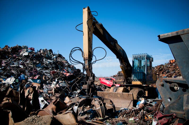 Iron scrap metal compacted to recycle royalty free stock photo