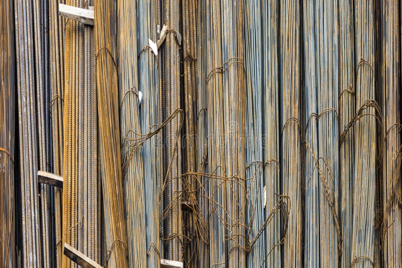 Iron for stabilizing concrete on a construction side royalty free stock photography