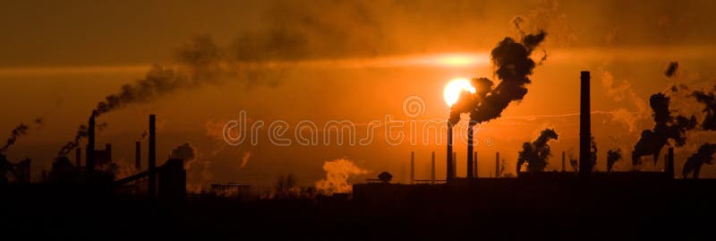 Iron and Steel Works at sunset