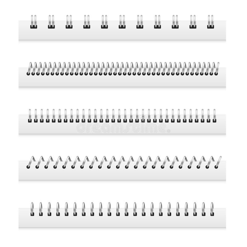Iron wired spirals for binding notebook sheets stock illustration