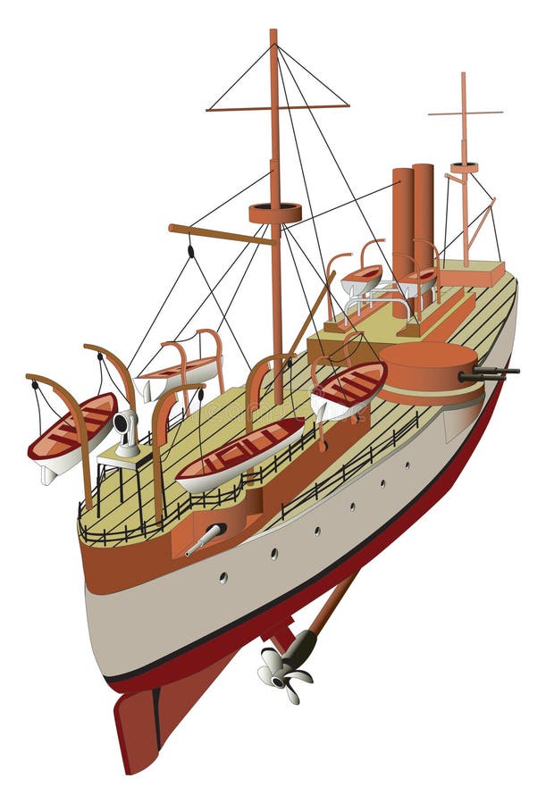Navio blindado isolado sobre fundo branco ilustração royalty free