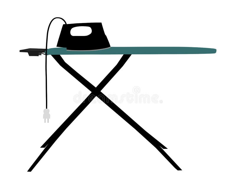 Ironing board and electric iron stock illustration