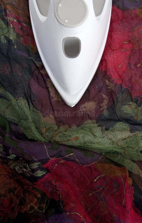 Ironing colorful delicate silk