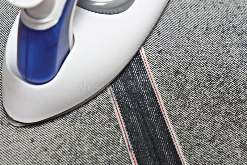 Ironing Jeans Denim Red Selvedge Stock Photo Image of blue, chores