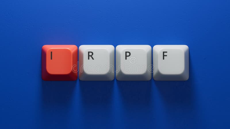 Irpf Text auf hölzerner Blockierung der Tastatur-Tasten vektor abbildung
