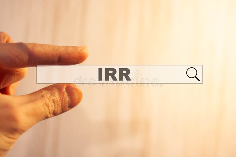 IRR concept. Internal rate of return on an Internet search hologram royalty free stock photos