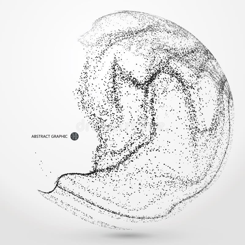 Irregular abstract graphics, dynamic particle composition. stock illustration