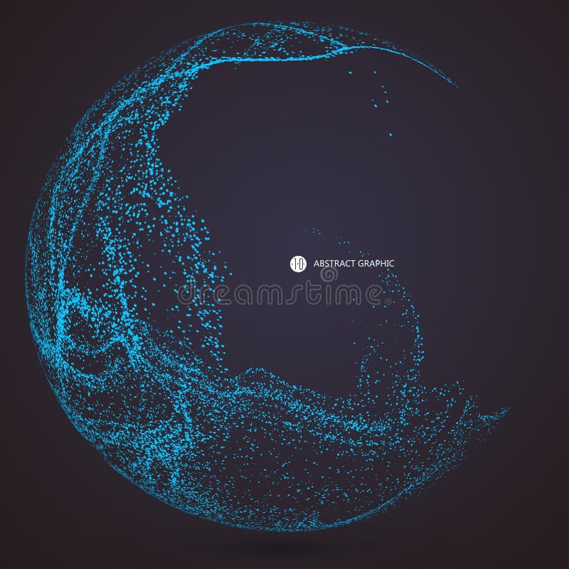 Irregular abstract graphics, dynamic particle composition. stock illustration