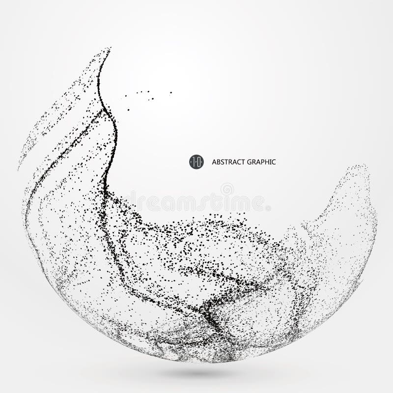 Irregular abstract graphics, dynamic particle composition. stock illustration