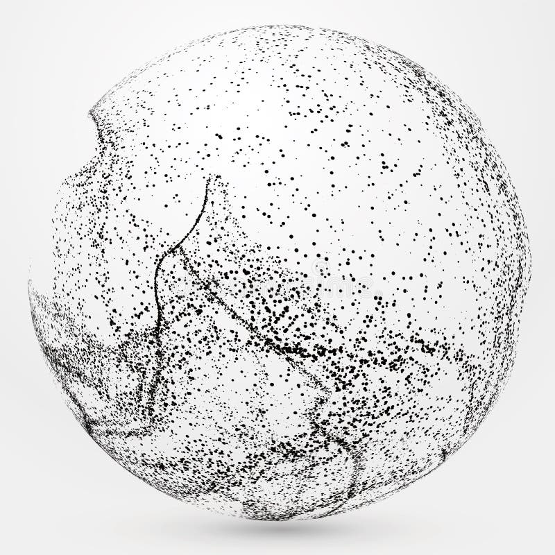 Irregular abstract graphics, dynamic particle composition. stock illustration