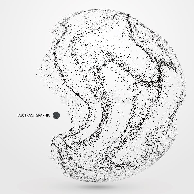 Irregular abstract graphics, dynamic particle composition. stock illustration