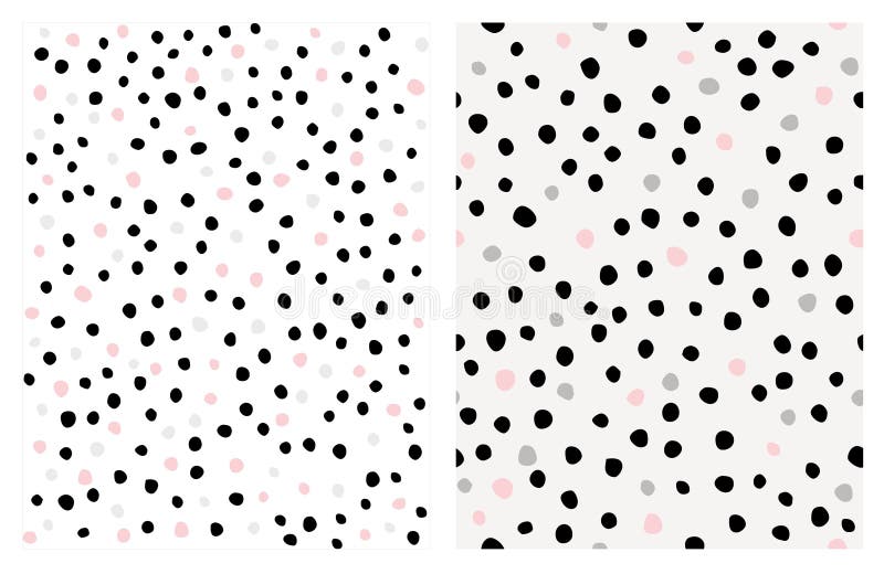 Irregular abstrait tiré par la main mignon Dots Vector Pattern Set de brosse Conception lumineuse rose, noire, grise et blanche illustration stock Irregular abstrait tiré par la main mignon Dots Vector Pattern Set de brosse Conception lumineuse rose, noire, grise et blanche illustration stock