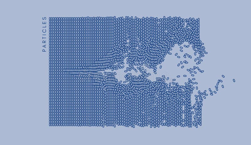 Irregular array or matrix of random ovals. Background breaking down into small fragments vector illustration
