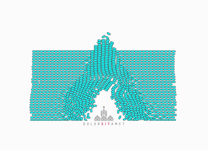 Irregular array or matrix of random ovals. Background breaking down into small fragments royalty free illustration