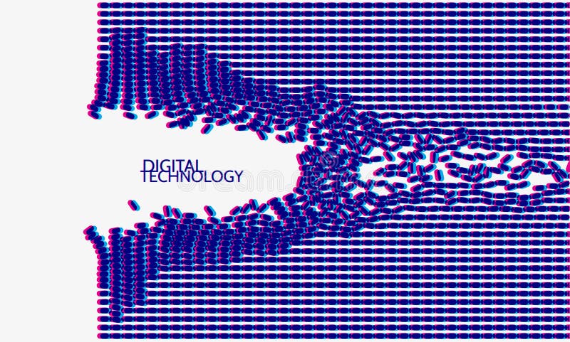 Irregular array or matrix of random ovals. Background breaking down into small fragments stock illustration