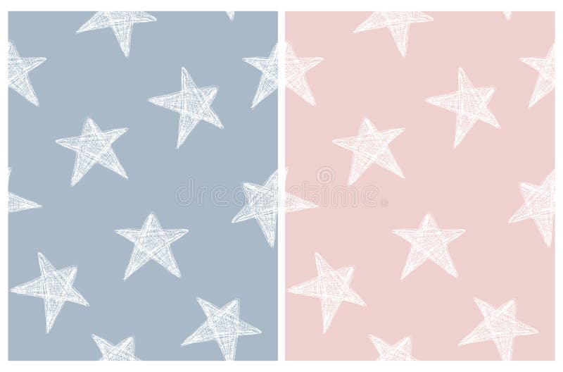 Tiny Stars Vector Patterns. Irregular Hand Drawn Simple Starry Sky