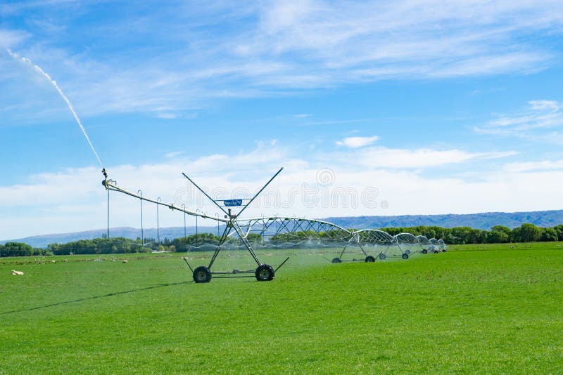 Irrigation system running on a farm in Central Otago