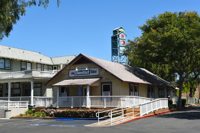 IRVINE, CALIFORNIA - 9 APR 2023: The former Post Office building in Old Town Irvine, now My Dentist Joe, a California Historic