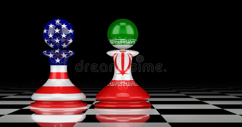 Iran and United States confrontation and relations concept. 3D. Iran and United States confrontation and relations concept. 3D