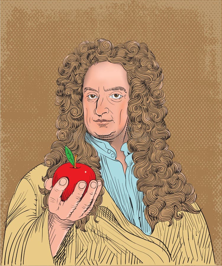 Isaac Newton stående i linjen konstillustration, vektor