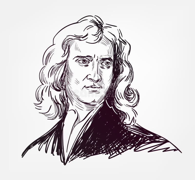 Brilliant Scientist Physicist Isaac Newton, Funny Illustration Stock Vector  - Illustration of male, history: 180805713