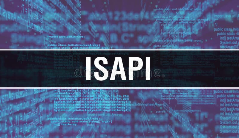 ISAPI with Digital java code text. ISAPI and Computer software coding vector concept. Programming coding script java, digital program code with ISAPI on screen illustration. Programming coding script java stock images, royalty-free photos and pictures