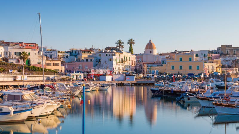 Sunset view of Forio, Ischia island, Italy