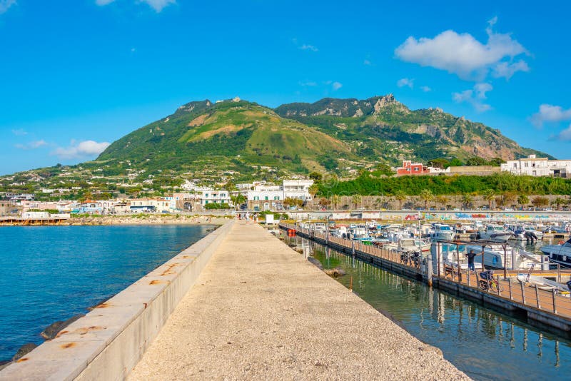 Ischia italy, 22. 2022 : Monte epomeo over italian city fori arkivbilder