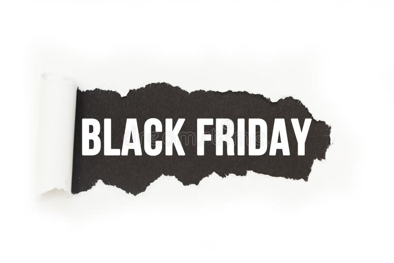 Iscrizione isolata “Black Friday “su un fondo nero, rottura della carta illustrazione di stock Iscrizione isolata “Black Friday “su un fondo nero, rottura della carta illustrazione di stock