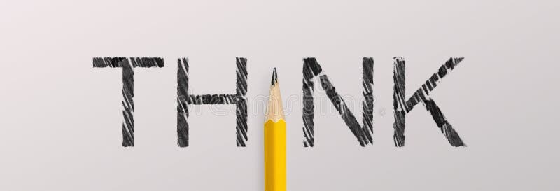 Iscrizione: pensare sullo sfondo bianco con matita invece lettera i fotografia stock libera da diritti Iscrizione: pensare sullo sfondo bianco con matita invece lettera i fotografia stock libera da diritti