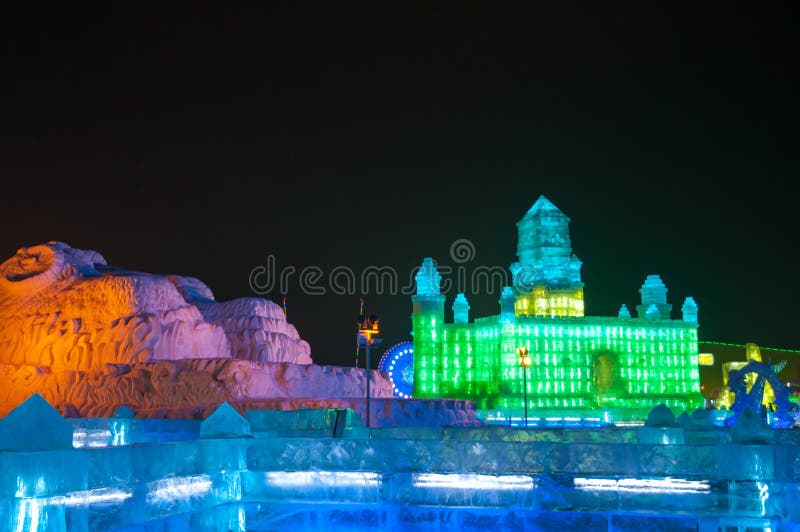Isgravyrbyggnaden i Harbin arkivfoto