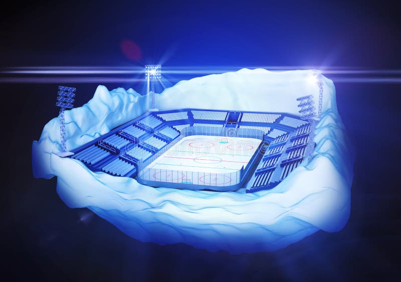 Isla del iceberg con el estadio del hockey ilustración del vector Isla del iceberg con el estadio del hockey ilustración del vector