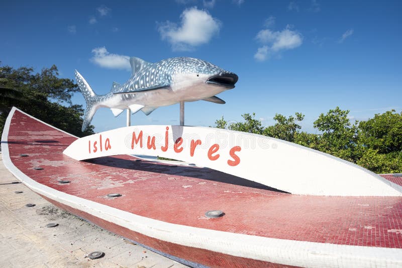 Isla Mujeres, September 2019, Mexico Shark Statue in the City of Isla