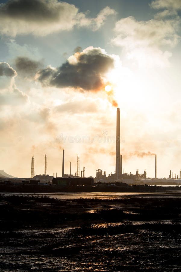 Isla Oil Refinery Curacao Pollution Stock Photo Image of harbour