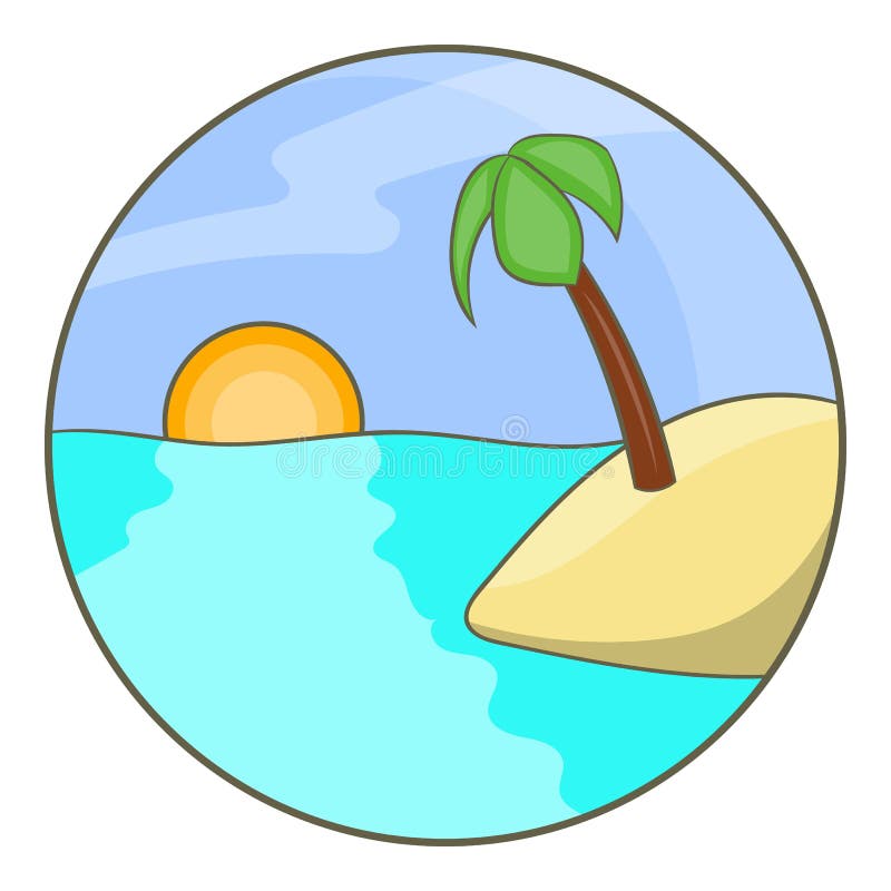 Isla tropical del océano con el icono de la palmera stock de ilustración Isla tropical del océano con el icono de la palmera stock de ilustración
