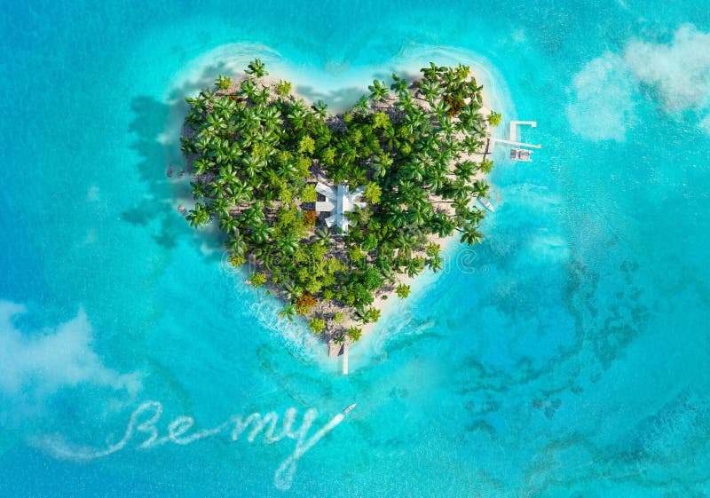 Isla tropical en la forma del corazón ilustración del vector Isla tropical en la forma del corazón ilustración del vector