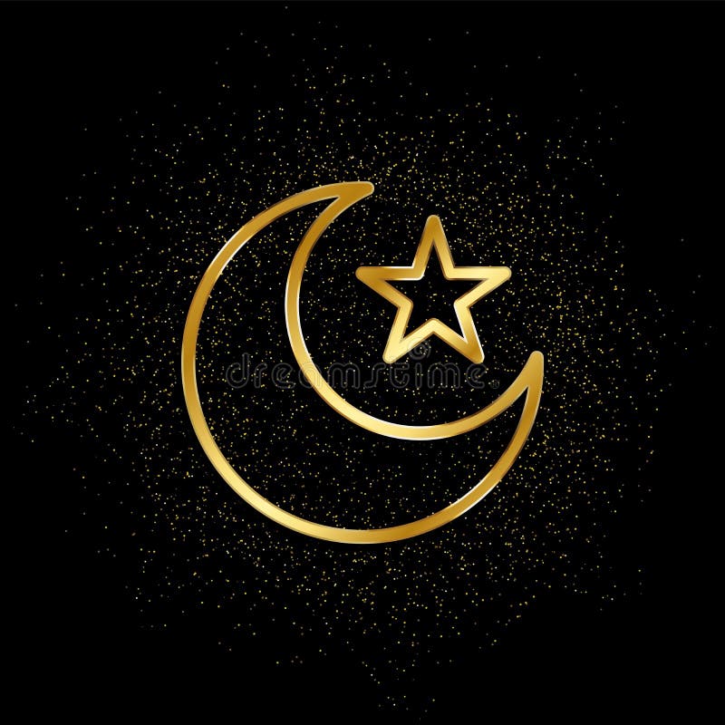 Islam, Moon, Star Gold Icon. Vector Illustration of Golden Particle  Background. Stock Vector - Illustration of light, full: 168765800