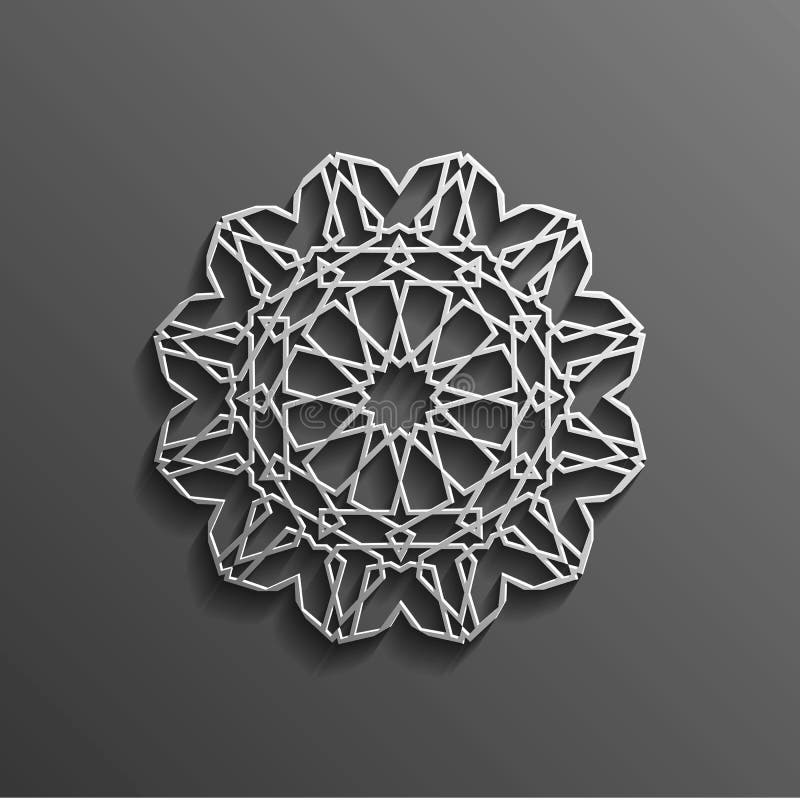 Islamic 3d On Dark Mandala Round Ornament Background  