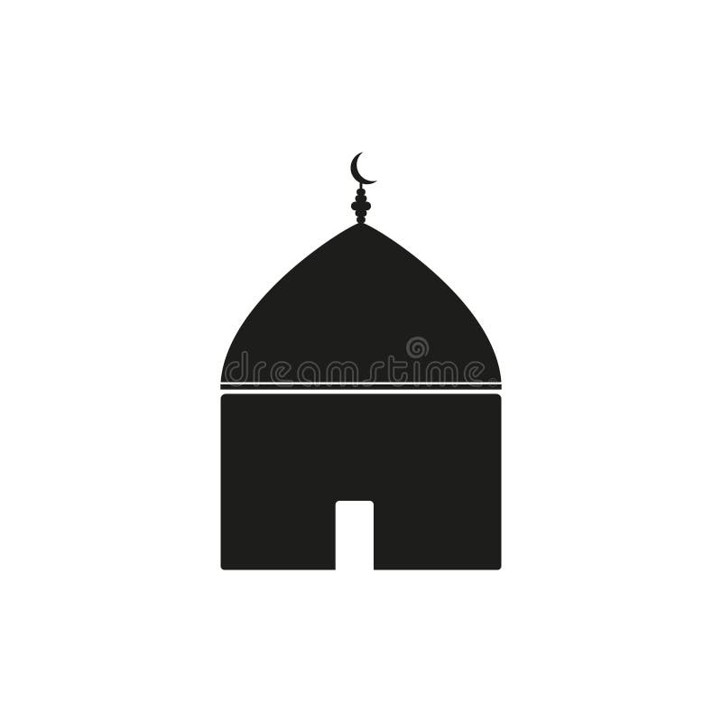 Islamic Template Stencil Pattern Grey Mosque Isolated on White Background. Vector Stock Vector