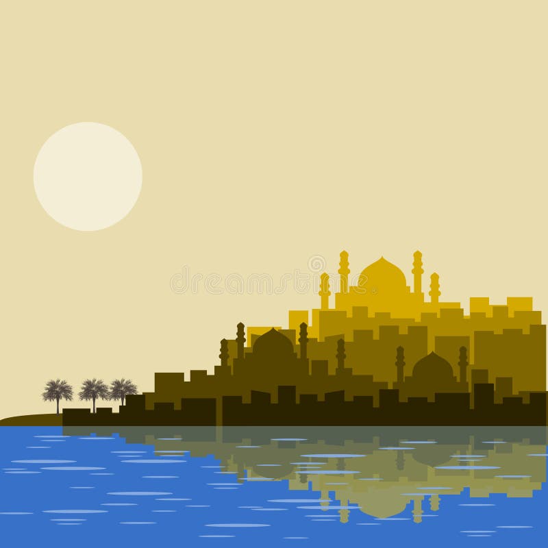 Islamisches arabisches Stadt-Schattenbild vektor abbildung Islamisches arabisches Stadt-Schattenbild vektor abbildung