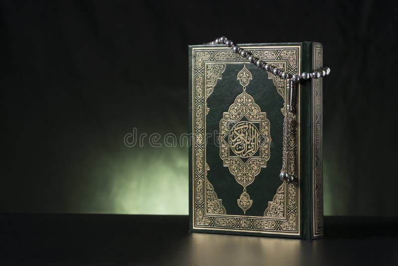 Islamic Holy Quran and Subha on Soft Light Background. Islamic Holy Quran and Subha on Soft Light Background