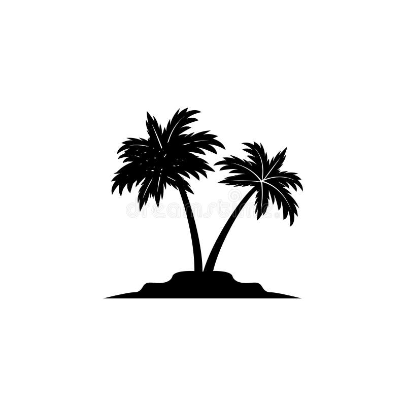 Island with Coconut Tree Silhouette Vector Logo Design Stock ...