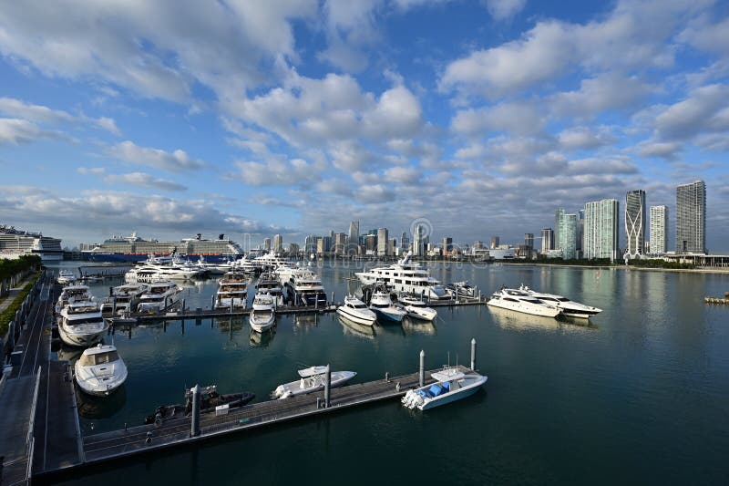 Island Gardens Deep Harbour Marina With City And Port Of Miami In