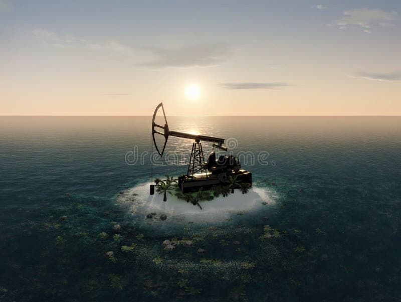 Island Oil Pump stock photo. Image of platform, crude 75968534