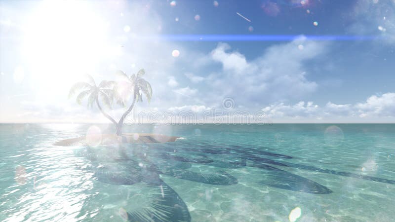 Island with palm trees on the background of the ocean. 2