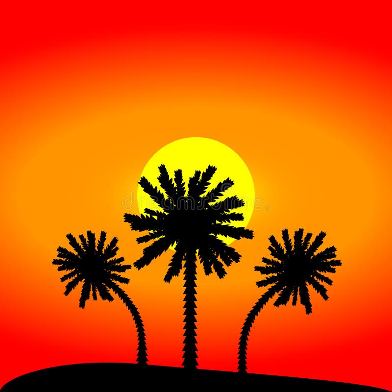Island with palm trees stock illustration