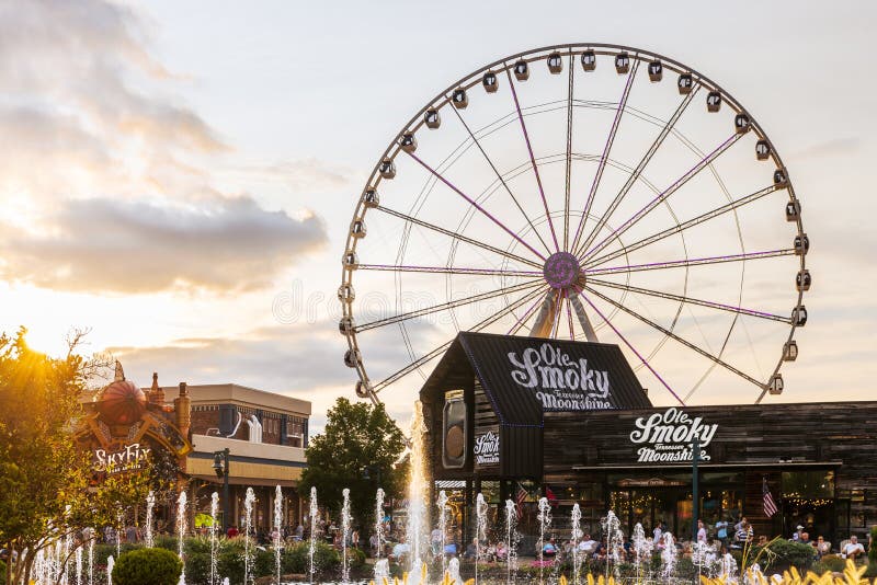 The Island in Pigeon Forge, TN at Sunset. Editorial Stock Photo - Image